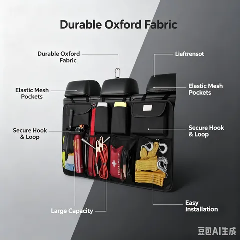 Large Capacity Oxford Cloth Car Back Seat Storage Organizer, Multifunctional Hanging Trunk Storage Bag Fit Most SUV Van Truck