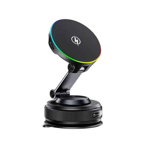 Dual Sided Magnetic Car Phone Mount Wireless Charging Function Zinc Alloy Silicone ABS Construction Car Mobile Phone Holder