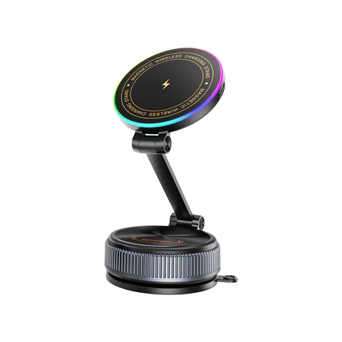 Dual Sided Magnetic Car Phone Mount Wireless Charging Suction Cup Bracket Zinc Alloy ABS Built in N52 Strong Magnet